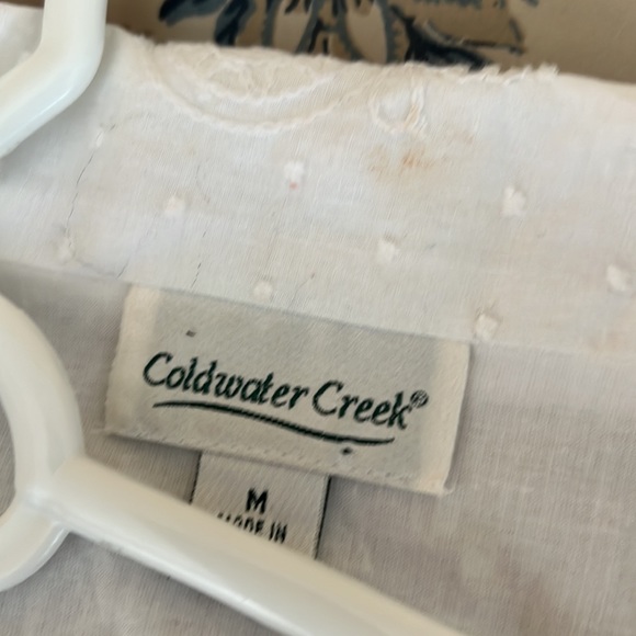 Coldwater Creek pretty embroidered white tie waist blouse - Picture 8 of 11